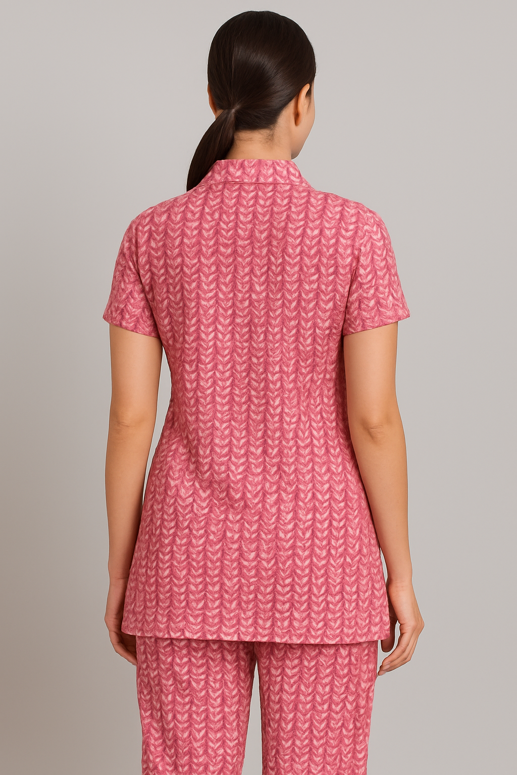 Premium Pink Cotton Printed Kurti Set