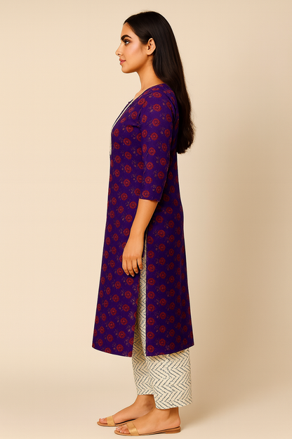 Printed Cotton Kurti Pant Set