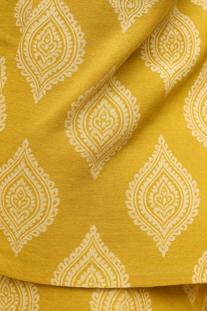 Mustard Paisley Print Cotton Co-Ord Set