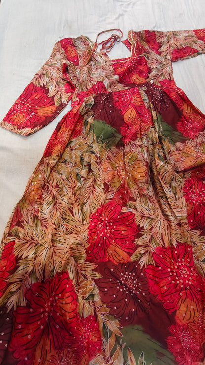 Floral Anarkali Kurti with Dupatta